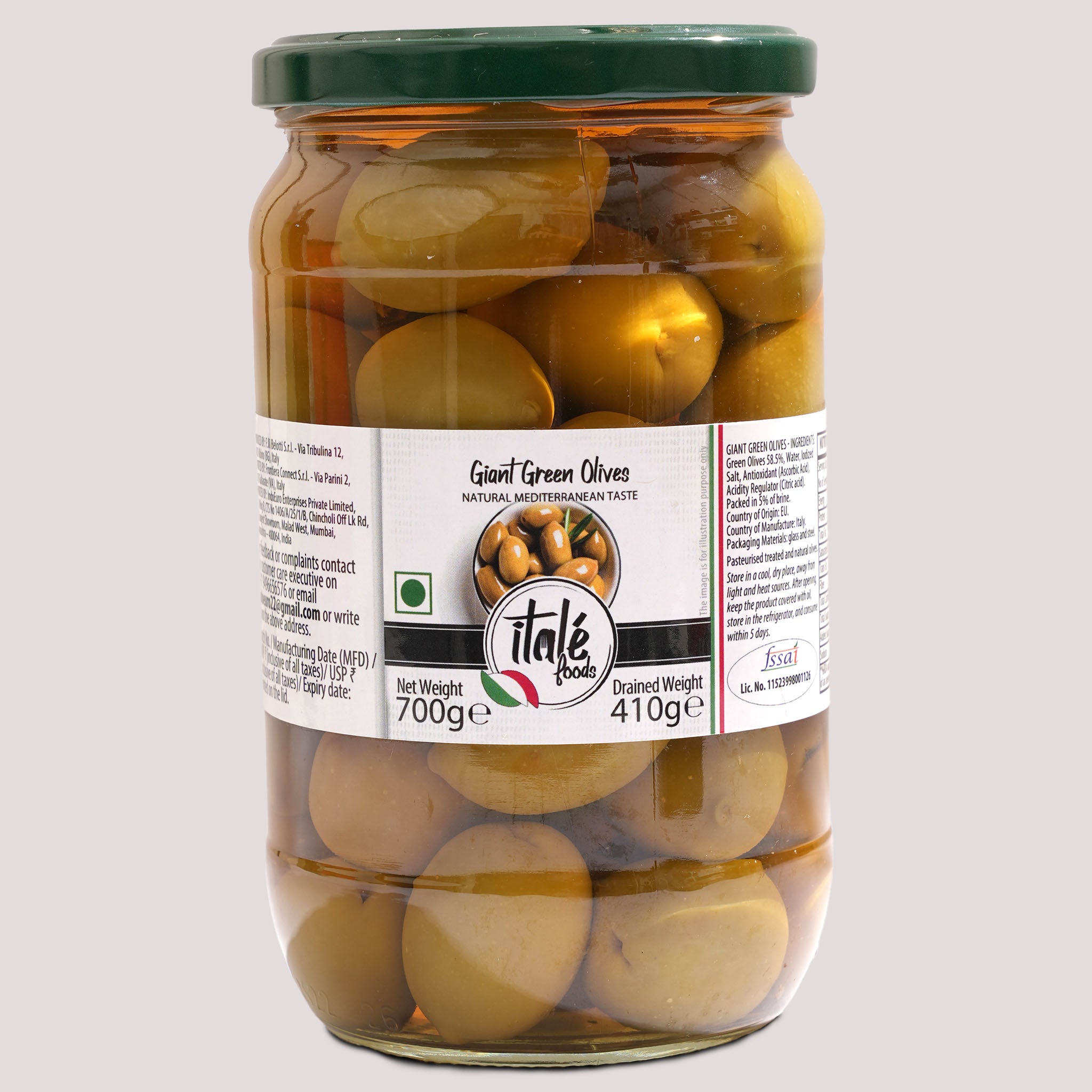 Italé Foods Giant Green Olives 700g – Mediterranean | Fulminoso