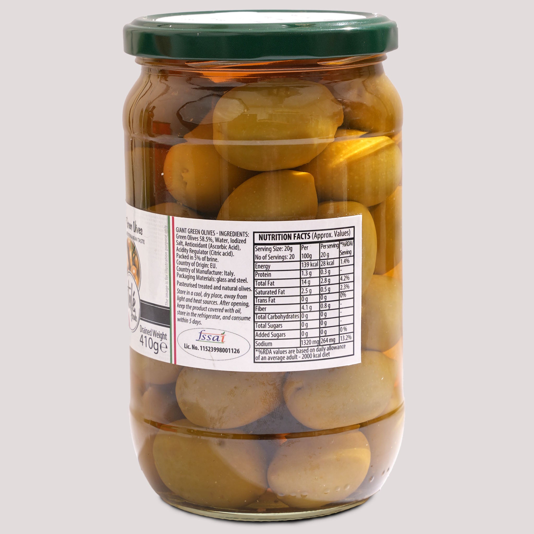 Italé Foods Giant Green Olives 700g – Mediterranean | Fulminoso