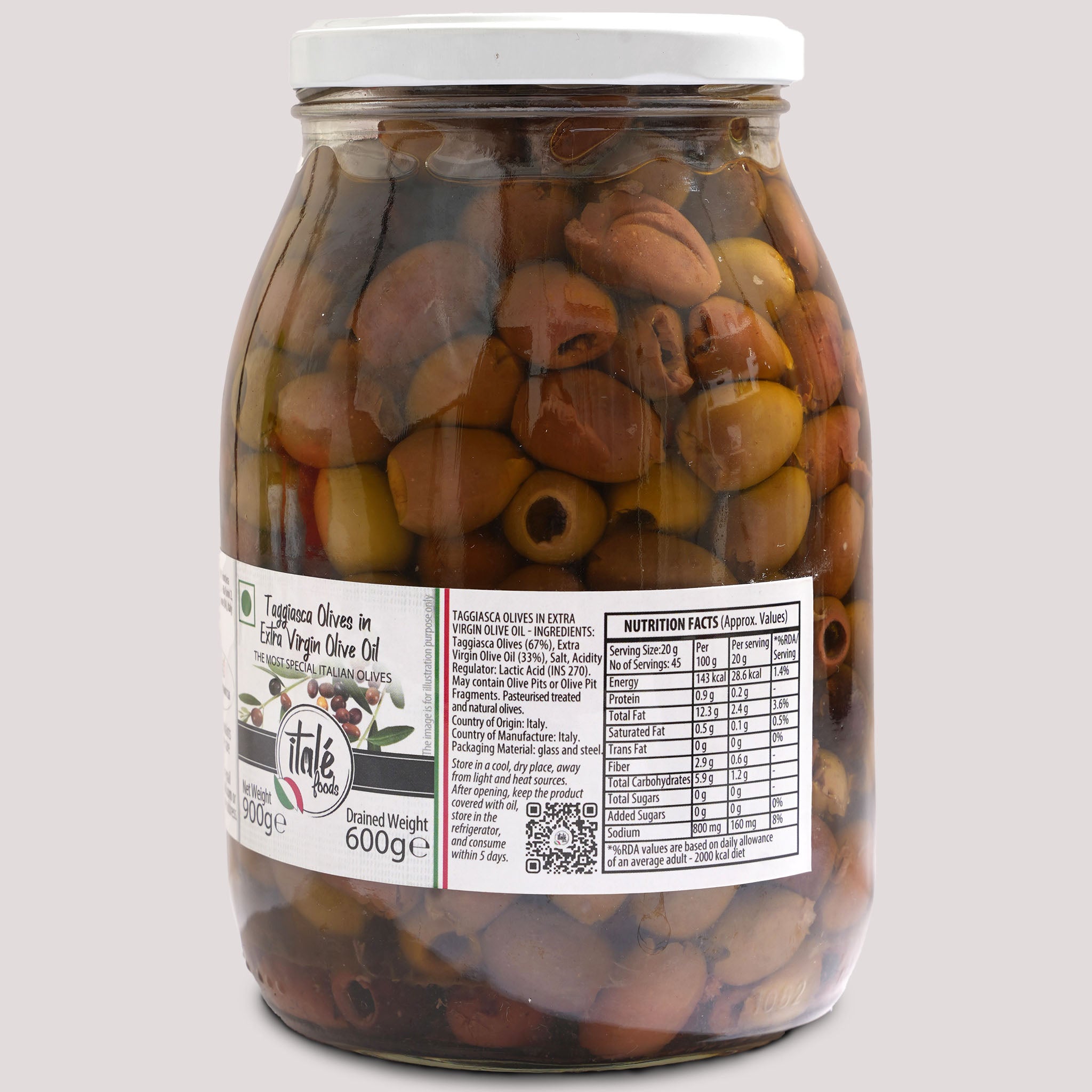 Italé Foods Taggiasca Olives 900g – Ligurian Italy | Fulminoso