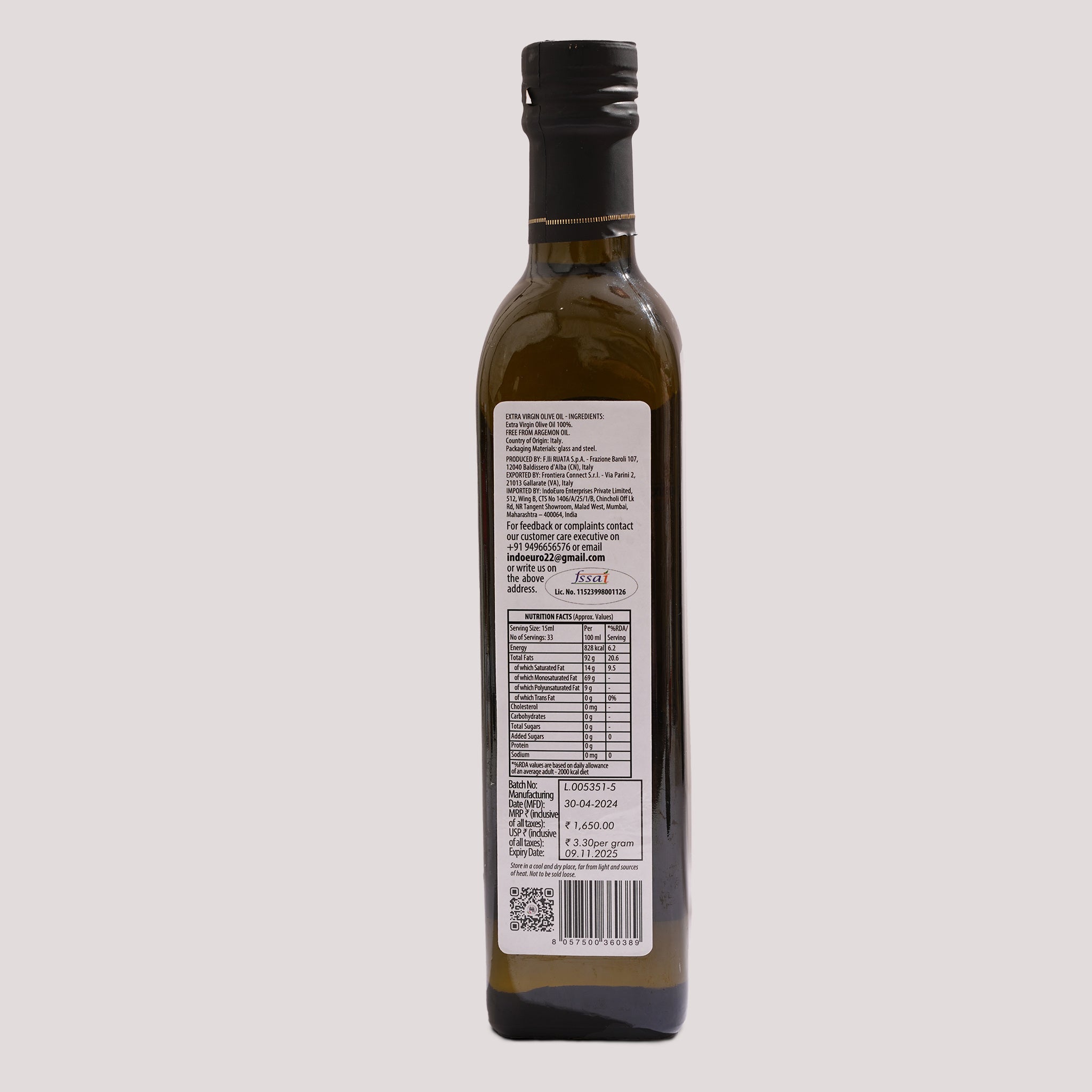 Italé Foods Extra Virgin Olive Oil 500ml – 100% Italian | Fulminoso